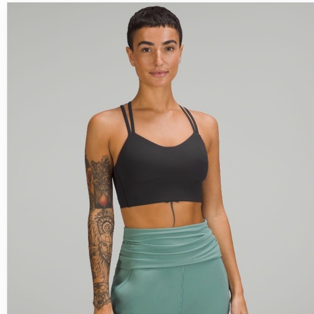 Lululemon Like a Cloud Ribbed Longline Bra in Black Granite